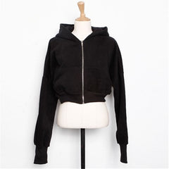 Chic Hooded Cotton Zip Sweatshirt