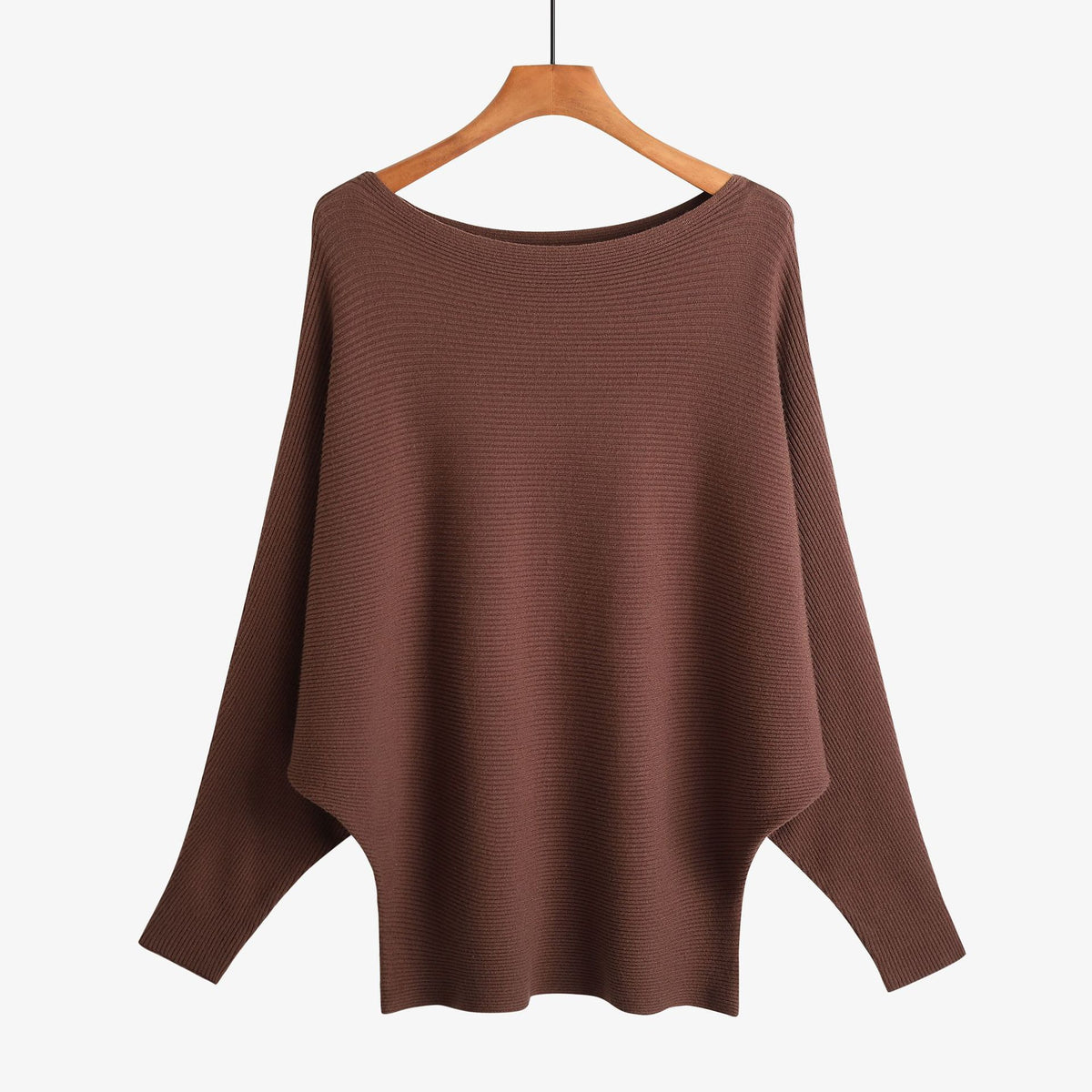 Halter-neck Batwing-knit Highly Elastic Laid-back Pullover Top