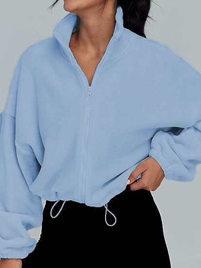 Women's Cozy Fleece Stand Collar Zipper Sports Jacket