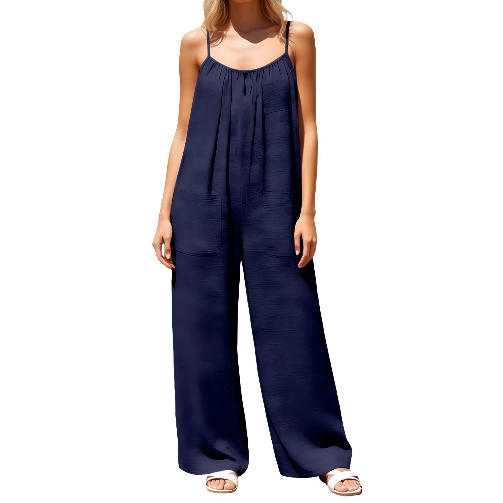 European And American-style Strap Wide-leg Jumpsuit Womens New Summer Style