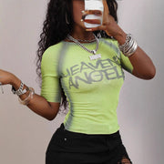 Sexy Summer Printed Women's Top – Slim Fit Short Sleeve