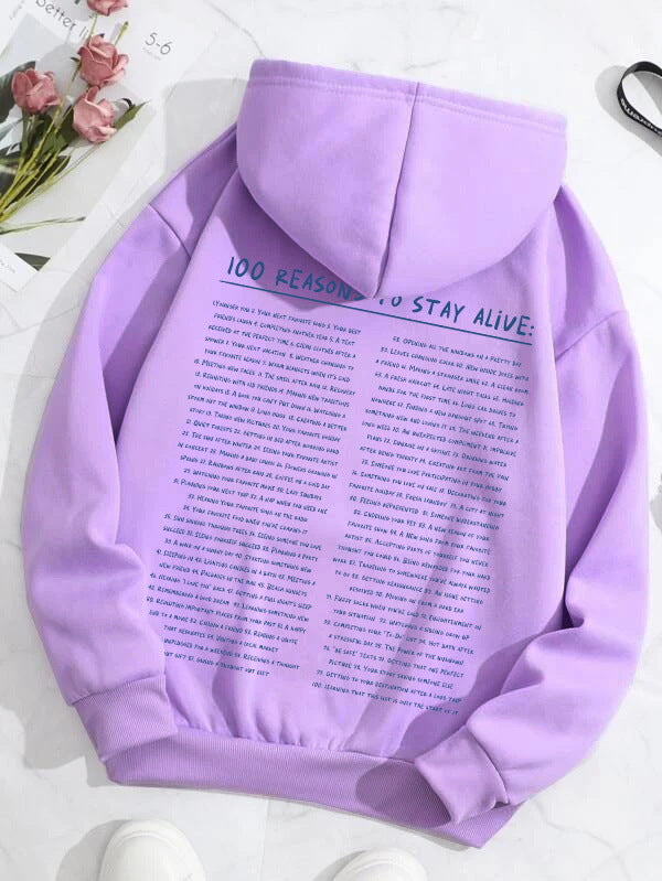 Cozy Fleece-Lined Letter Print Hoodie with Pockets