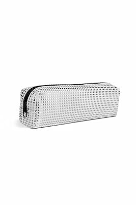 White Faux Leather Pencil Case – 19 x 4 x 5 cm, Hard-Sided