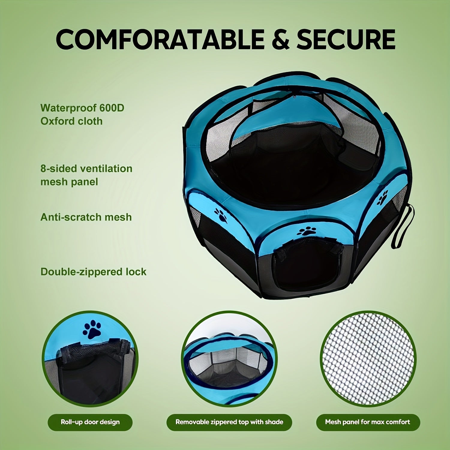 Octagonal Pet Fence, Pet Tent, Cat Cage, Cat Delivery Room, Dog Bed, Cat Bed, Small Pet Dog Cage, Oxford Fabric Scratch-Resistant Foldable Dog Cage Cat House All-Seasons Universal