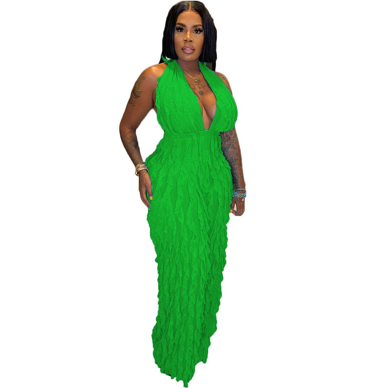 Wavy Bandeau High-Waisted Jumpsuit