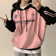 Women's Velvet Padded Contrast Hooded Sweatshirt