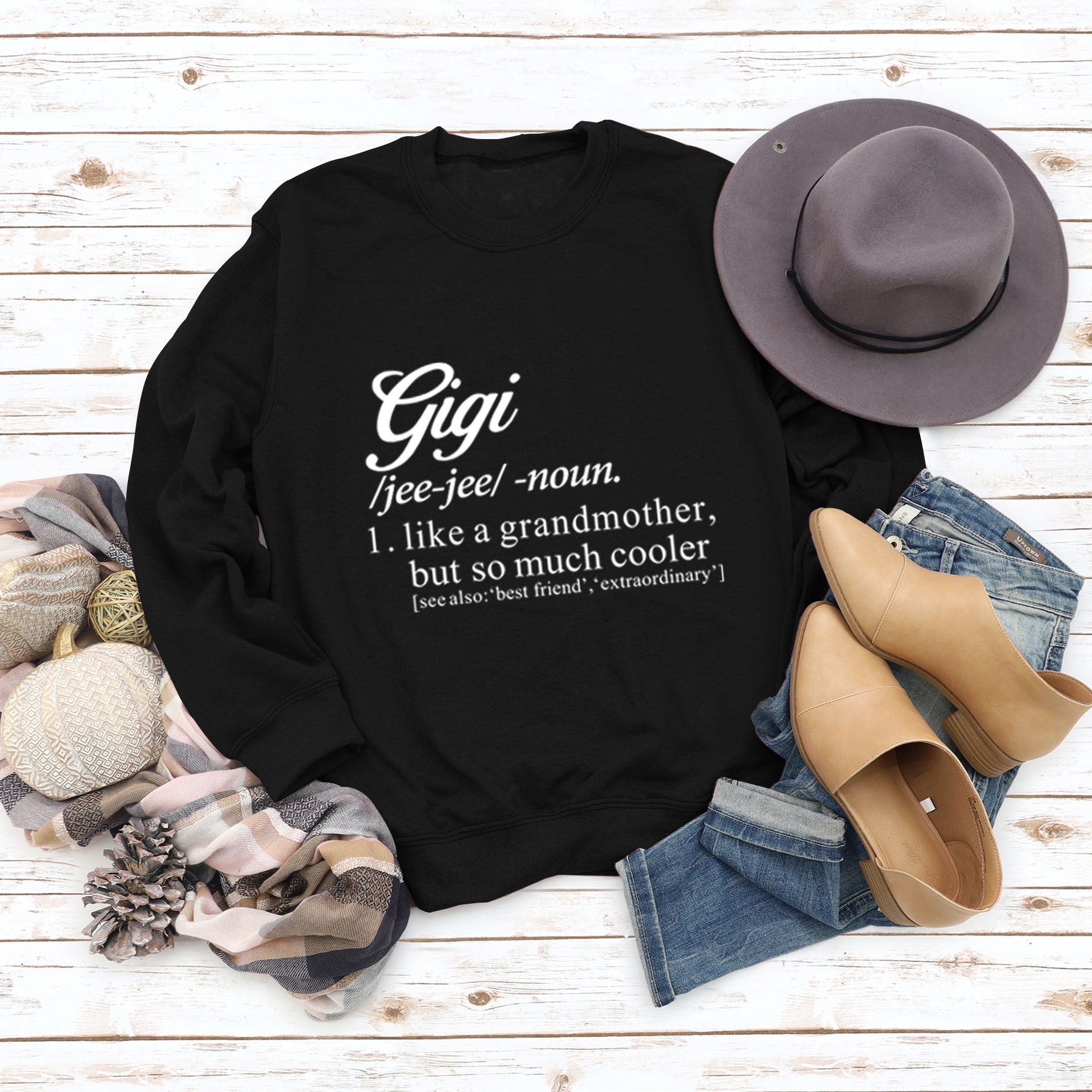 Women's Oversized Letter Print Long Sleeve Crewneck Sweater