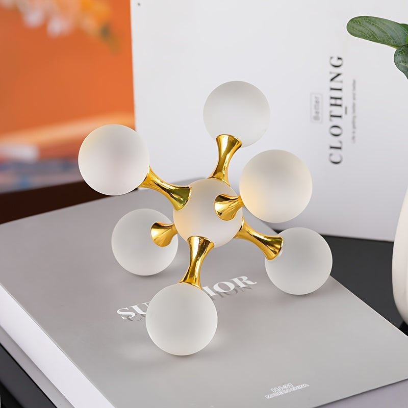 Modern Crystal Sphere Alloy Molecular Set Decoration for Living Room, Office, TV Cabinet - Luxurious Crystal Ball Decor for Home and Office - Set of 1