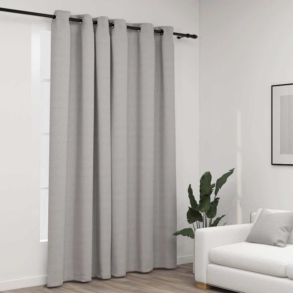 Blackout Curtain with Eyelets, Linen Look; Blackout Curtain with