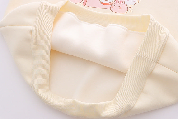 Cute Peach Bunny Fleece Pullover Hoodie