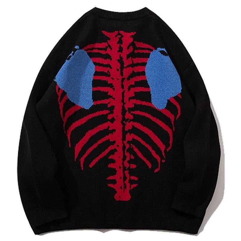 Edgy Skull Print Cashmere Pullover Sweater