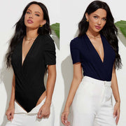 Sexy Deep V-Neck Pleated Club Romper for Women