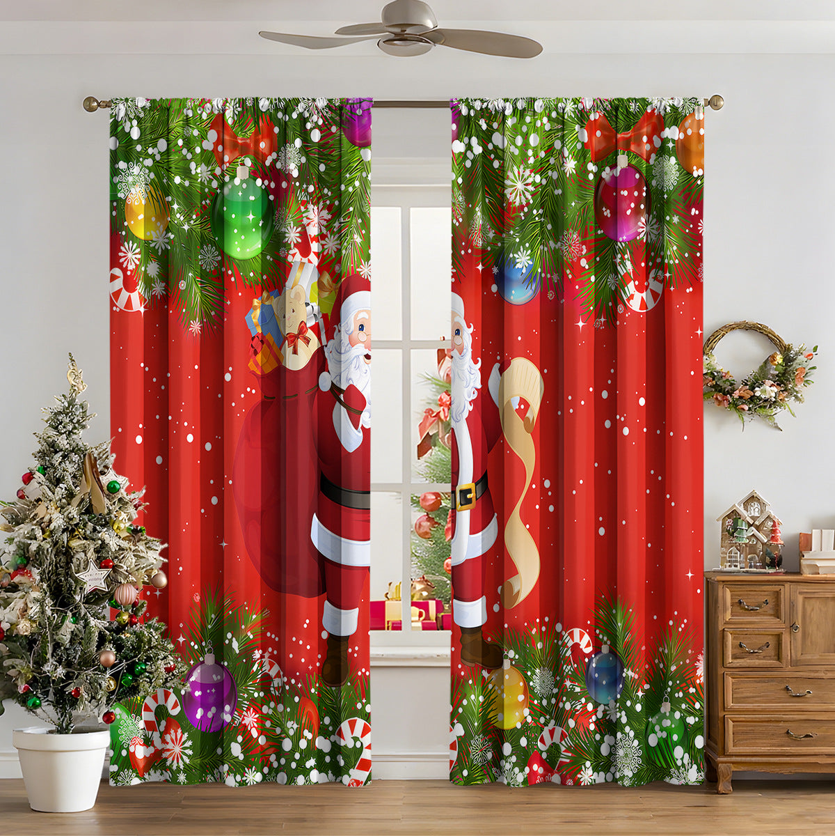 3d Digital Printed Christmas Curtains