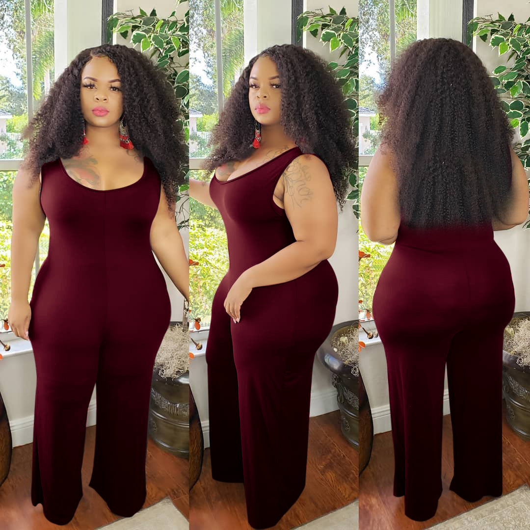 Round Neck Sleeveless Wide Leg Pants One-piece Nightclub Uniforms