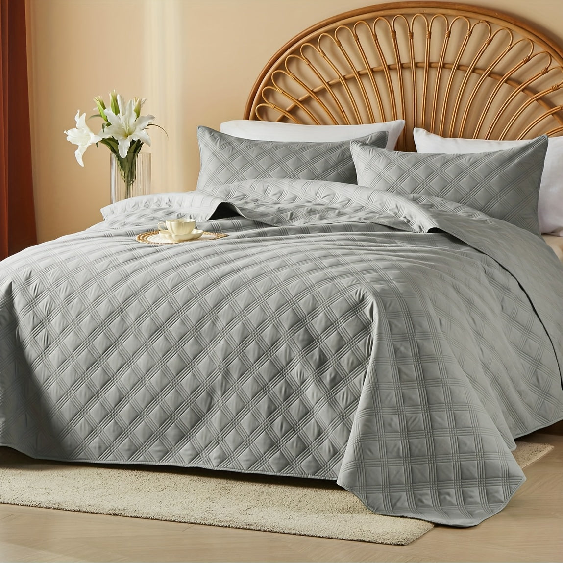 2/3pcs Quilt Set Bedspreads - Soft Cool & Refreshing Summer Quilt Lightweight Microfiber Bedspread - Modern Style Coin Pattern Coverlet For All Seasons - Gifts For The Family
