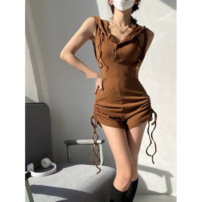 Hooded One-Piece Romper with Shorts
