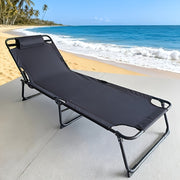 High-strength Luxury Foldable Lounge Chair, Breathable Outdoor Design, Removable Headrest, Iron Frame, 529.11LB Weight Capacity, Suitable for Camping, Balcony, Home, Office, Poolside, Beach, Comfortable Recliner for Relaxation