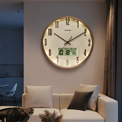Voice-controlled luminescent wall clock with calendar display