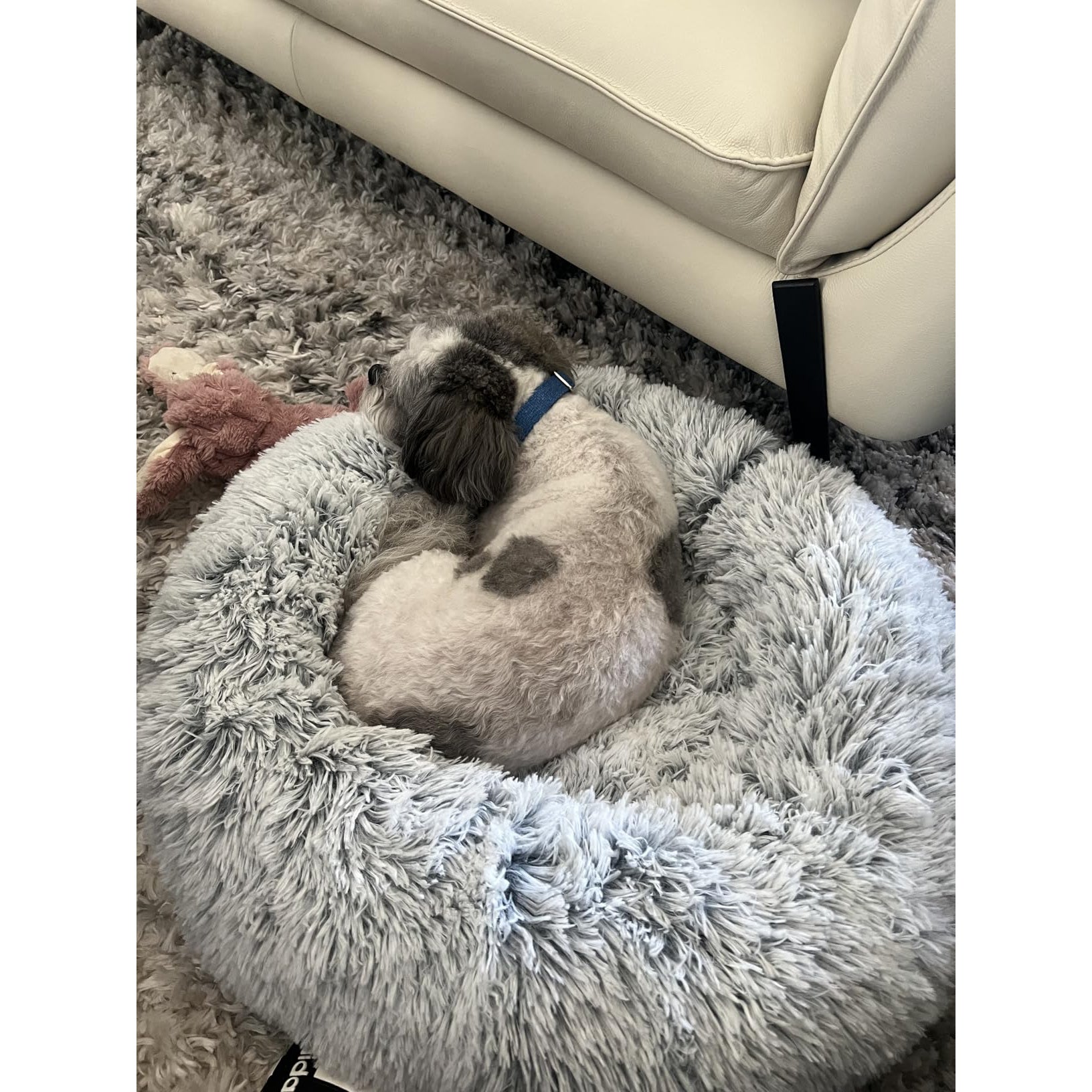 Large Plush Dog Bed - Round Pet Sleeping Nest With Anti-slip Bottom, Easy To Clean & Washable Soft Polyester Bedding For Small, Medium & Large Dogs & Cats - Cozy Indoor Bed For Deep Sleep, Durable &