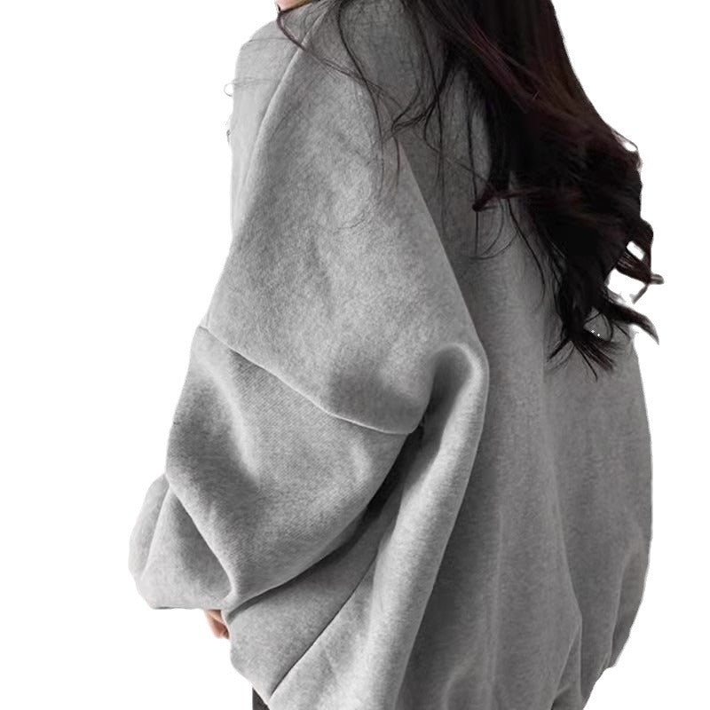 Cozy Fleece-Lined Loose Hoodie for Women