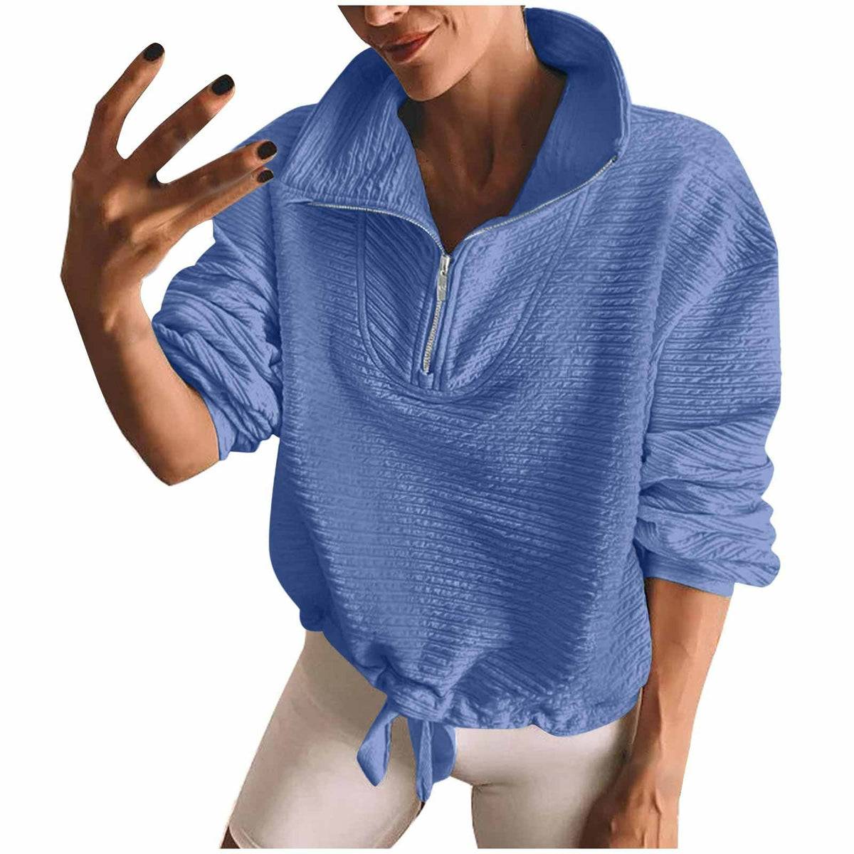 Women's Half-Zip Lapel Sweatshirt & Drawstring Pullover