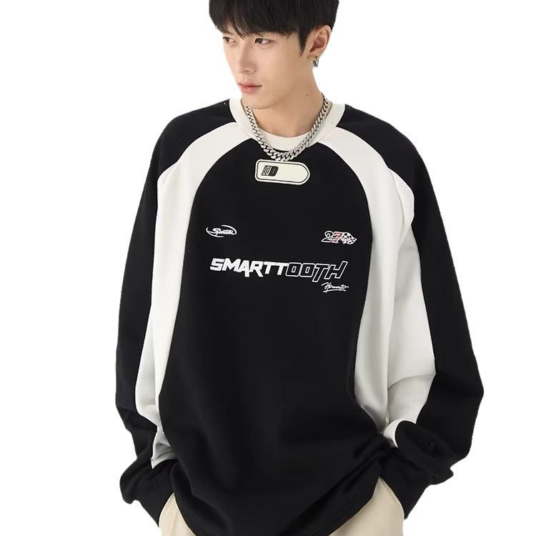 Retro American Letter Crew Neck Loose Sweater
