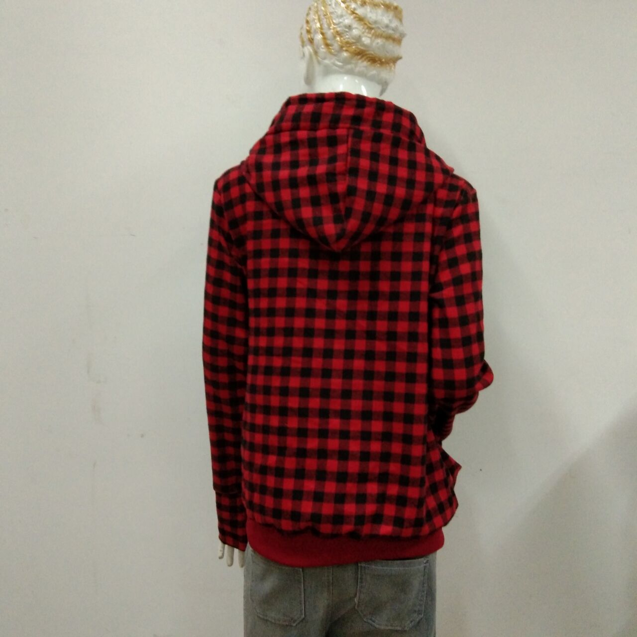 Cozy Plaid Pocket Hoodie with Cute Pet Pouch