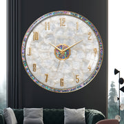 American Brass Shell Wall Clock Battery Operated, 14-Inch Silent Non-Rattling Modern Wall Clock, Living Room Bedroom Kitchen Office Classroom Decoration (Batteries Not Included)Local Warehouse Shipments