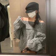 Off-shoulder Soft and Cuddly Faux Mink Knit Top