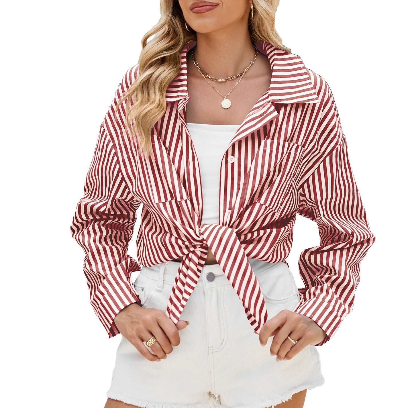 Oversized Striped Boyfriend Long Sleeve Shirt