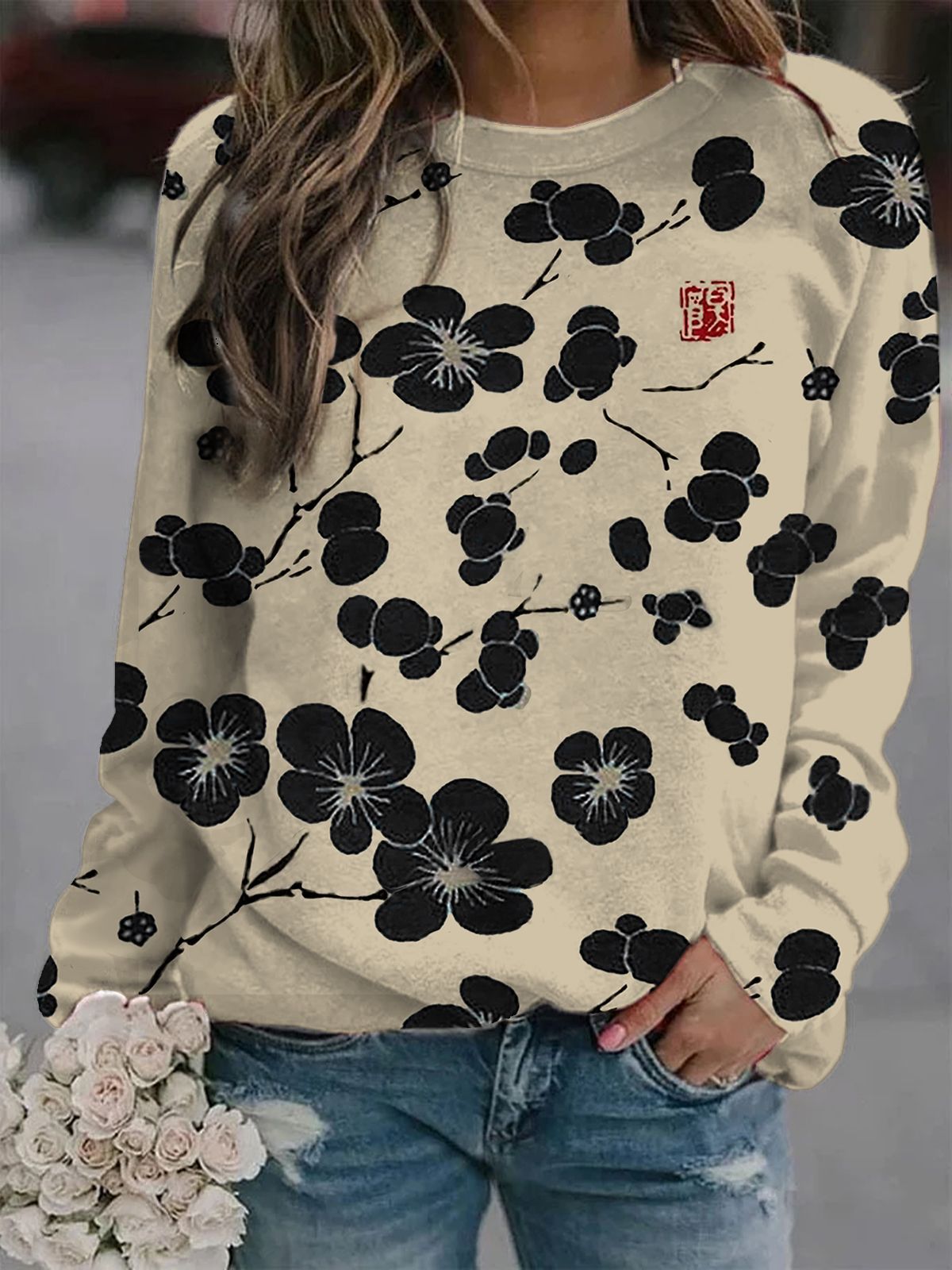 Men's Streetwear Graphic Round-Neck Pullover Top