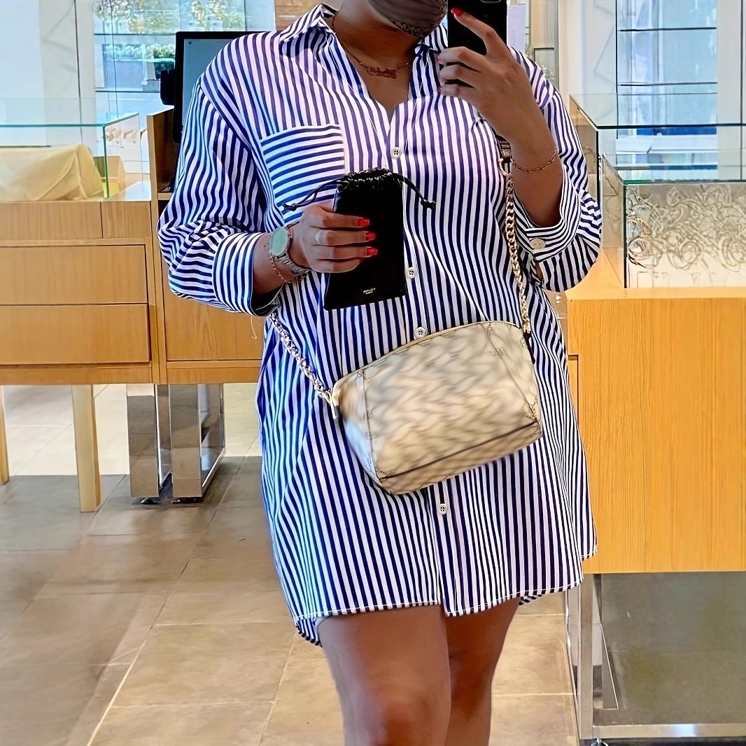 Summer Women's Striped Long-sleeved Shirt