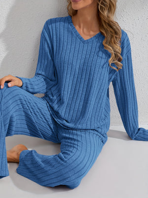 Women's Home Wear Set Simple Long Sleeve Pants Solid Color Comfortable and Fashionable Women's Home Wear Set