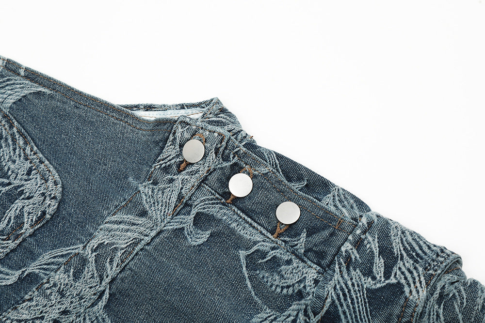 Men's Flower Jacquard Denim Suspender Overalls
