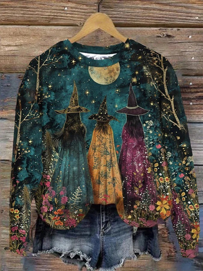 Spooky 3D Print Halloween Crewneck Pullover Sweatshirt