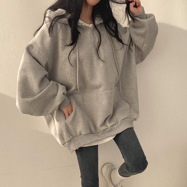 Women's Fleece-Lined Zip Hoodie Pullover Sweater