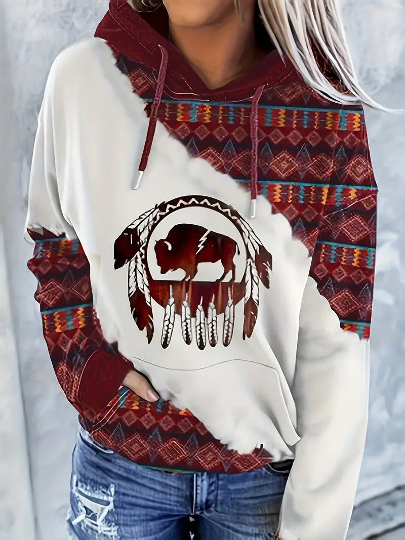 Ethnic Style Women's 3D Graphic Casual Sports Hoodie