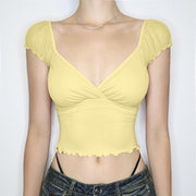 Minimalist Fruit‑Print Short‑Sleeve Top – Slim Fit & Fresh Style