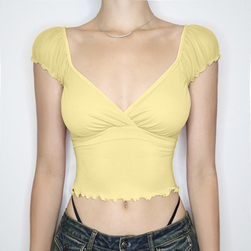 Minimalist Fruit‑Print Short‑Sleeve Top – Slim Fit & Fresh Style