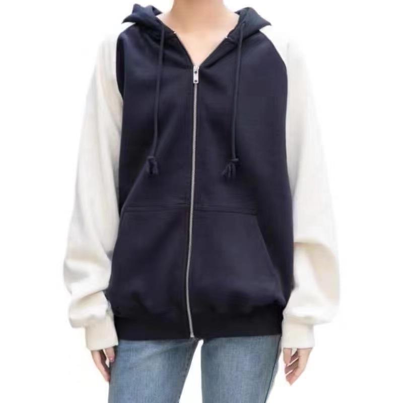 Cozy Colorblock Raglan Zip Hoodie Cardigan