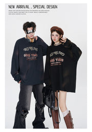 Gold Print Dark Wash Crew Neck Sweatshirt