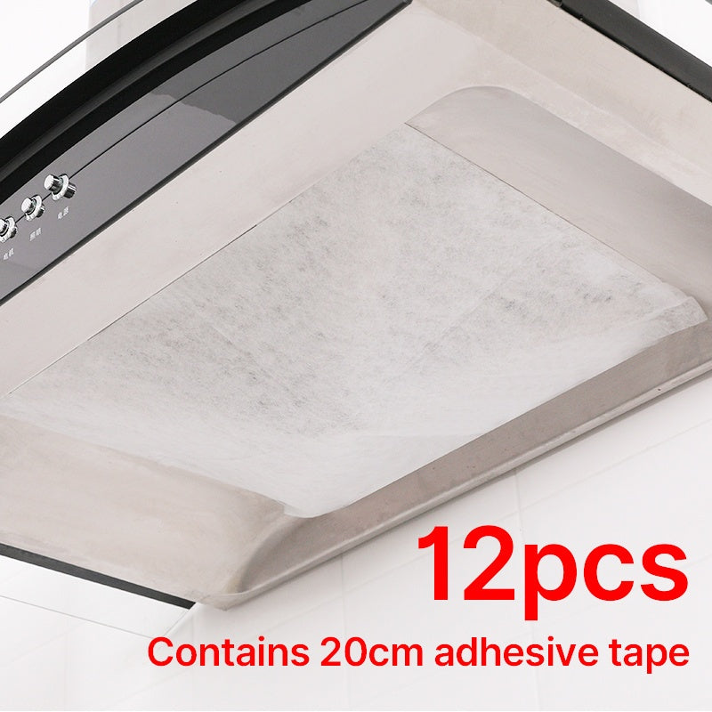 12-Pack Disposable Oil-Absorbing Filter Paper for Kitchen Range Hoods