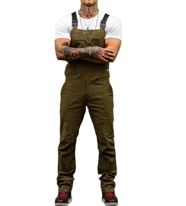 Men's Workwear Jumpsuit Slim Fit Solid Color Overalls