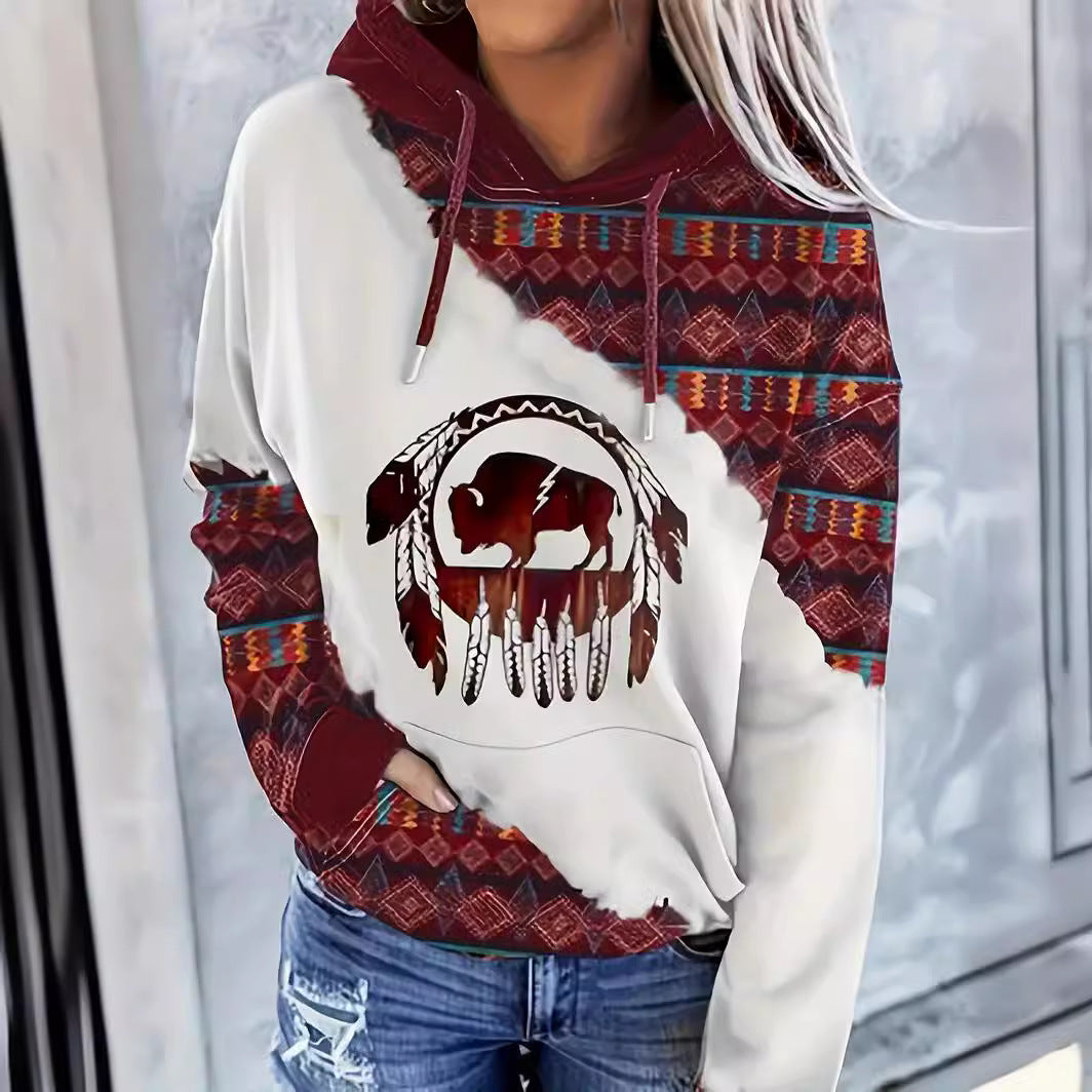 Ethnic Style Women's 3D Graphic Casual Sports Hoodie