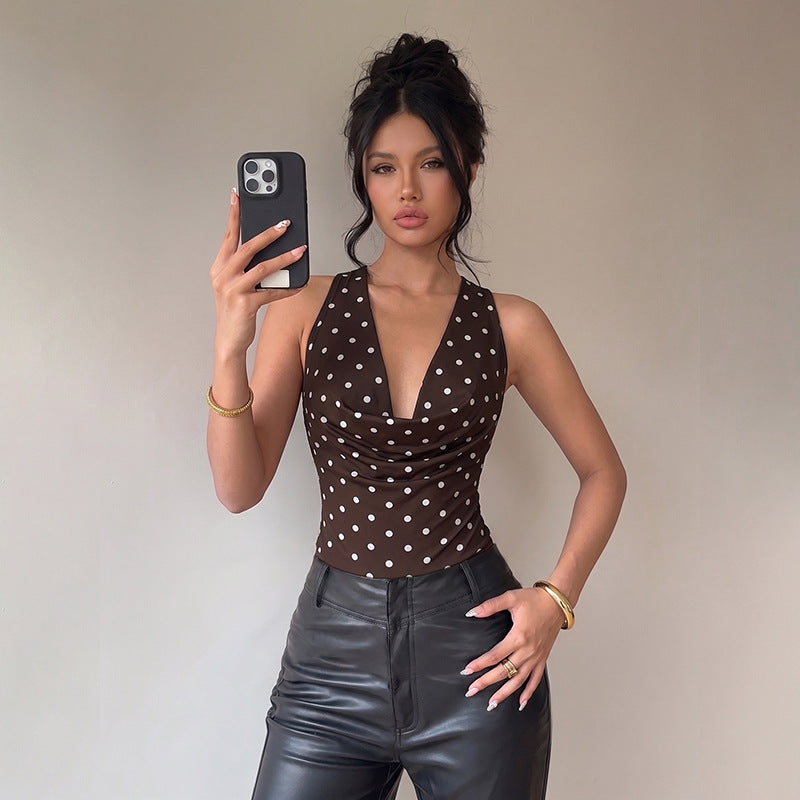 Retro Polka-dot Sleeveless Jumpsuit