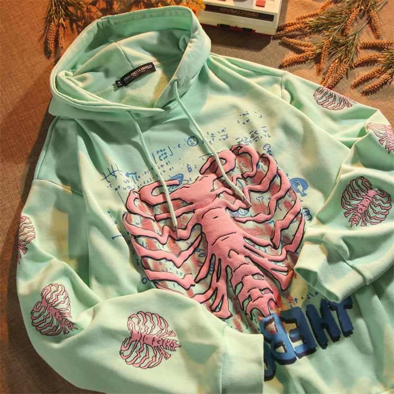 Cute Cartoon Print Casual Hoodie Coat for Women