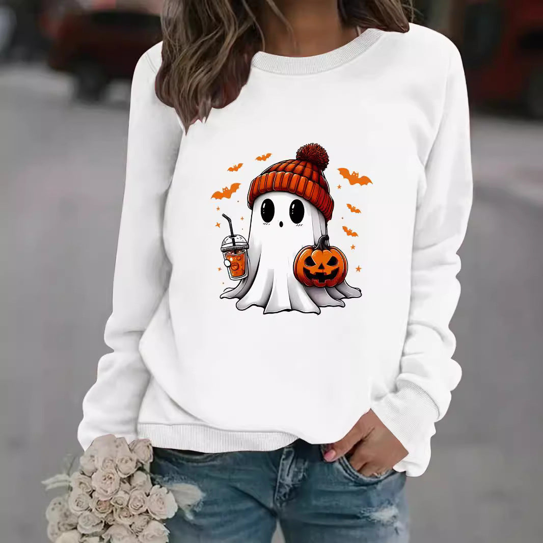 Ghost Snowman Print Crewneck Sweater