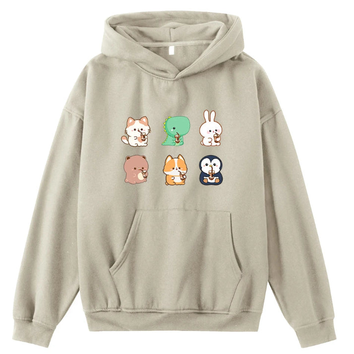 Boba Lovin Friends Graphic Fleece Hoodie