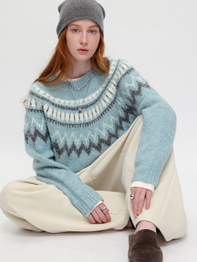 Womens Figure-flattering Thermal Jacquard Top with Set-in Sleeves