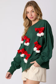 Festive Christmas Bowknot Long Sleeve Casual Sweatshirt